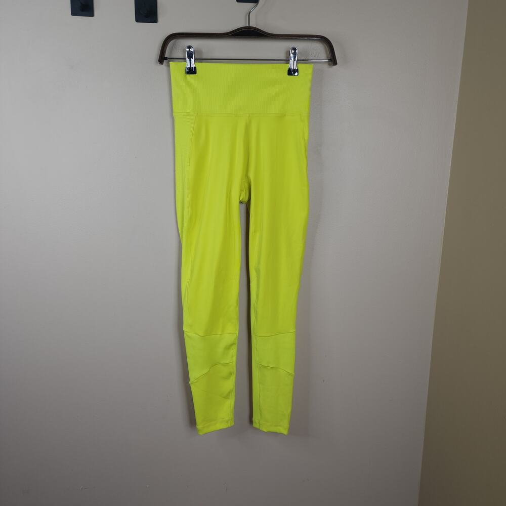 Adidas Primegreen Ribbed 7/8 Leggings in Acid Yellow Size S